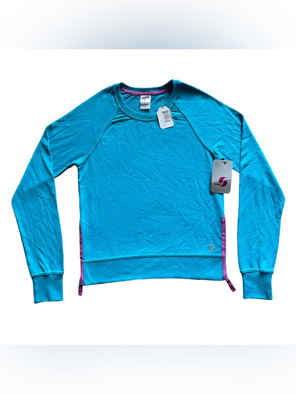 NWT Soffe Blue Teal Sweatshirt Side Zippers Activewear Hike Yoga Jog Gorp Sz S